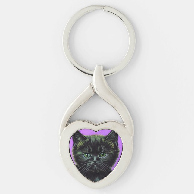 Van Gogh Style Cat Keychain (Front)