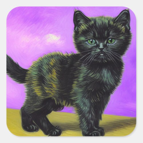 Van Gogh Style Cat Square Sticker