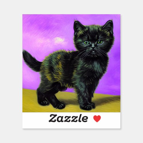 Van Gogh Style Cat Sticker