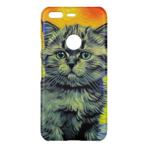 Van Gogh Style Cat Sunset Beach Uncommon Google Pixel Case