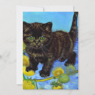 Van Gogh Style Cat with Sunflowers Announcement