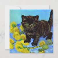 Van Gogh Style Cat with Sunflowers
