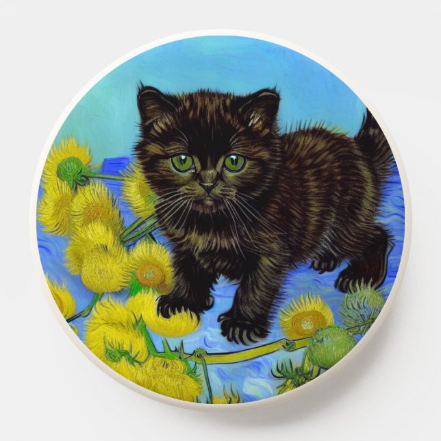 Van Gogh Style Cat with Sunflowers PopSocket (Popsocket)