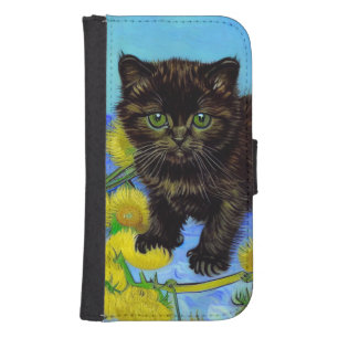 Van Gogh Style Cat with Sunflowers Galaxy S4 Wallet Case