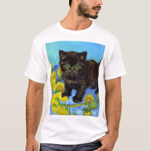 Van Gogh Style Cat with Sunflowers T-Shirt