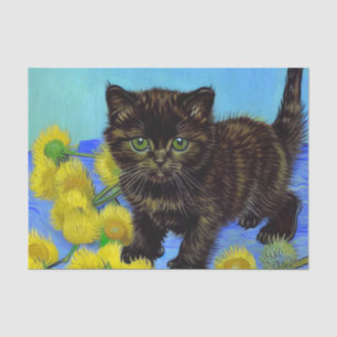 Van Gogh Style Cat with Sunflowers Tissue Paper