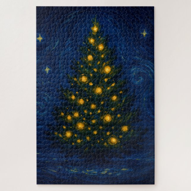 Van Gogh-style Christmas Tree Jigsaw Puzzle (Vertical)