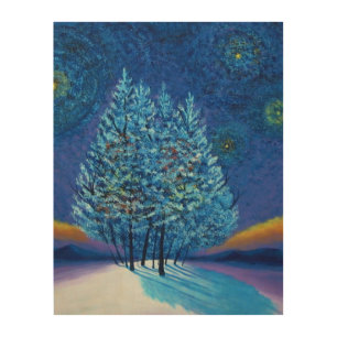 Van Gogh Style Christmas Wood Wall Art