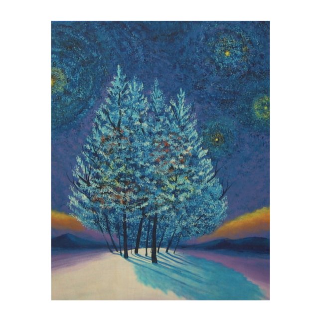 Van Gogh Style Christmas Wood Wall Art (Front)