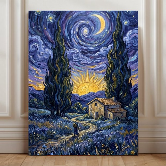 Van Gogh Style Cypress Dusk Starry Night Art  Canvas Print (Creator Uploaded)