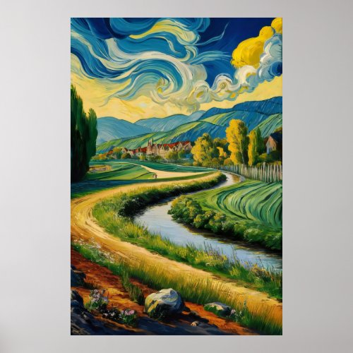 Van Gogh style landscape  Poster