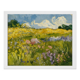 Van Gogh-Style Oil Painting of Wildflower Meadow Poster