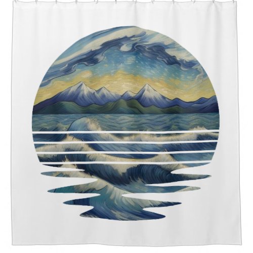 Van Gogh Style Paintings Set A sea At Sunset Shower Curtain