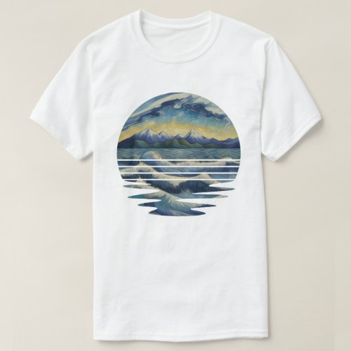 Van Gogh Style Paintings Set A sea At Sunset T_Shirt