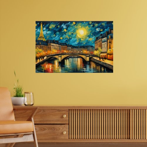 Van Gogh Style Paris At Night Poster