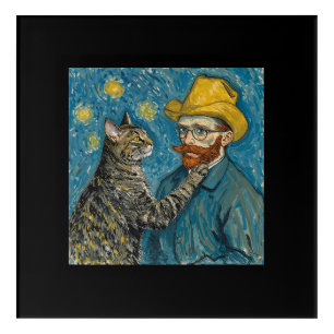 Van Gogh Style Portrait with Cat Acrylic Print