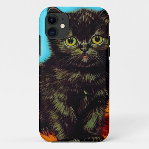 Van Gogh Style Pouting Kitten iPhone 11 Case