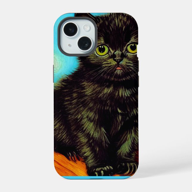 Van Gogh Style Pouting Kitten Iphone Case (Back)