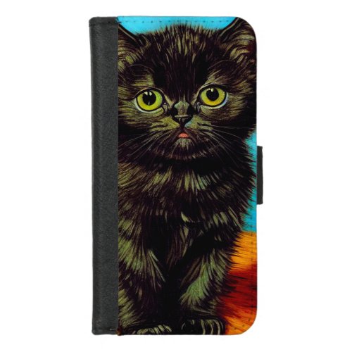 Van Gogh Style Pouting Kitten iPhone 87 Wallet Case
