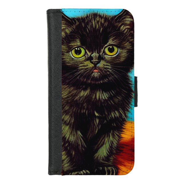 Van Gogh Style Pouting Kitten iPhone Wallet Case (Front)