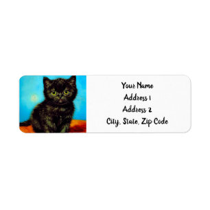 Van Gogh Style Pouting Kitten Label