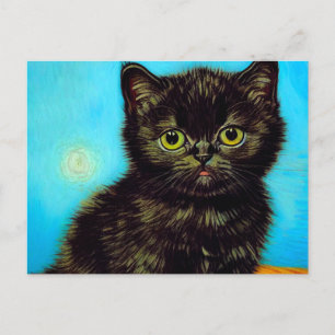 Van Gogh Style Pouting Kitten Postcard