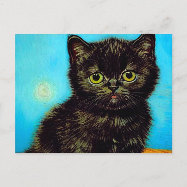 Van Gogh Style Pouting Kitten Postcard (Front)