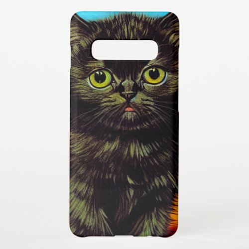 Van Gogh Style Pouting Kitten Samsung Galaxy S10 Case