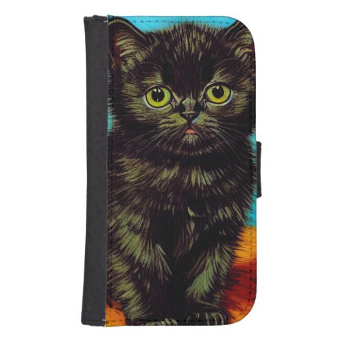 Van Gogh Style Pouting Kitten Galaxy S4 Wallet Case