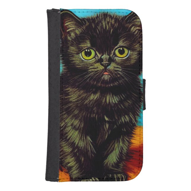 Van Gogh Style Pouting Kitten Samsung Galaxy Wallet Case (Front)