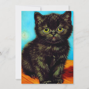 Van Gogh Style Pouting Kitten Save The Date