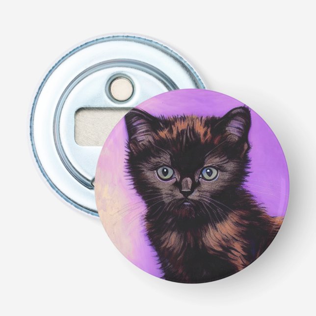 Van Gogh Style Purple Cat Bottle Opener (Front)