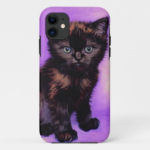 Van Gogh Style Purple Cat iPhone 11 Case