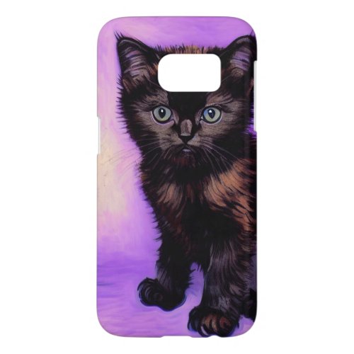 Van Gogh Style Purple Cat Samsung Galaxy S7 Case