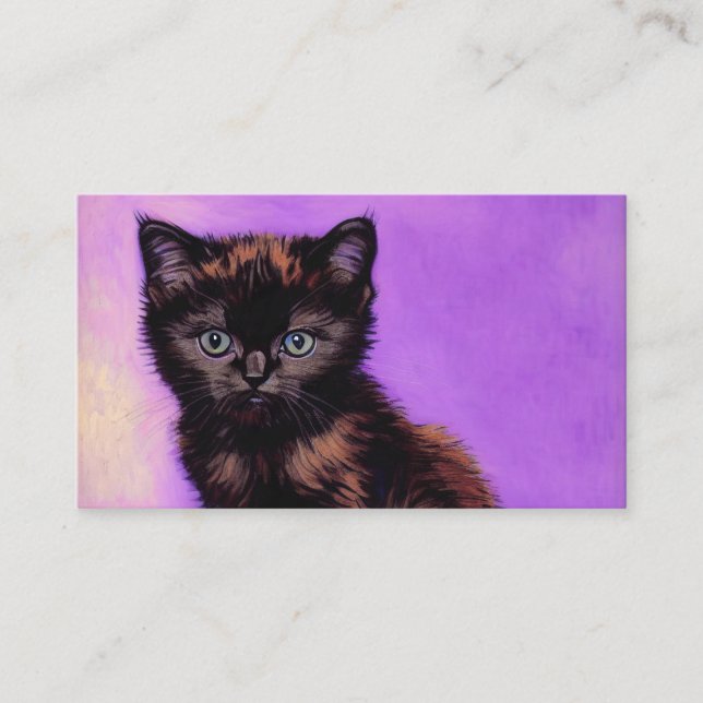 Van Gogh Style Purple Cat Enclosure Card (Front)