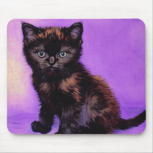Van Gogh Style Purple Cat Mouse Pad
