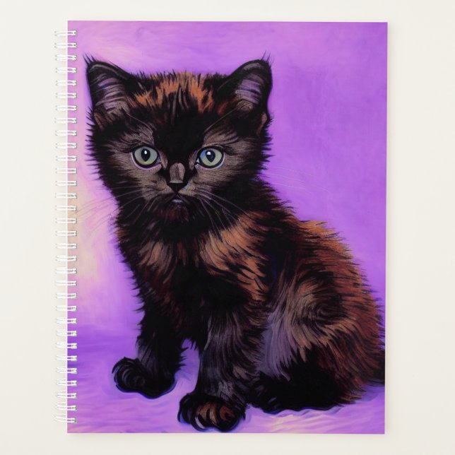 Van Gogh Style Purple Cat Planner (Front)