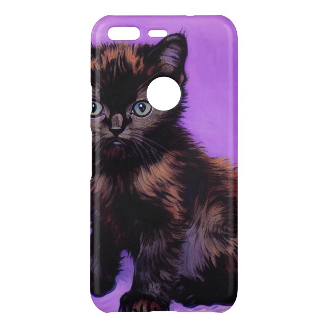 Van Gogh Style Purple Cat Uncommon Google Pixel Case (Back)