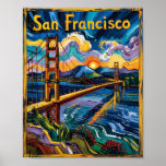 Van Gogh Style San Francisco Golden Gate Bridge Poster