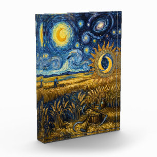 Van Gogh Style Starry Harvest Acrylic Fine Art  Photo Block