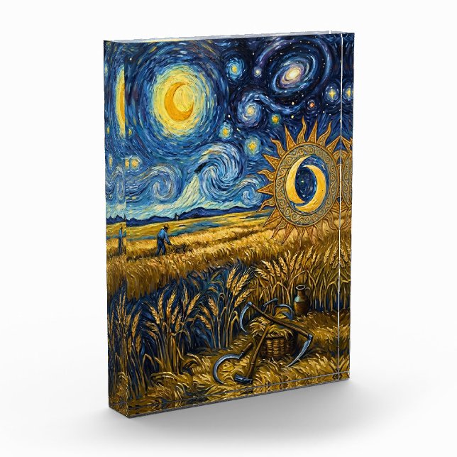 Van Gogh Style Starry Harvest Acrylic Fine Art  Photo Block (Left)