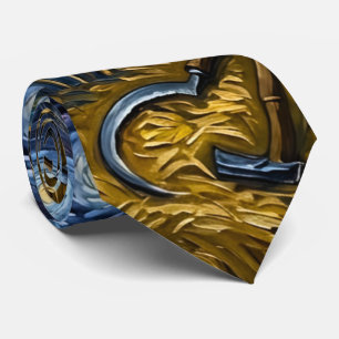 Van Gogh Style Starry Harvest Golden Wheat Field  Neck Tie