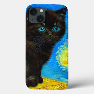 Van Gogh Style Starry Night Cat iPhone 13 Case