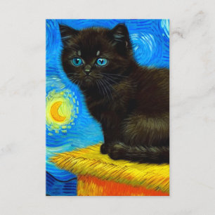 Van Gogh Style Starry Night Cat Enclosure Card