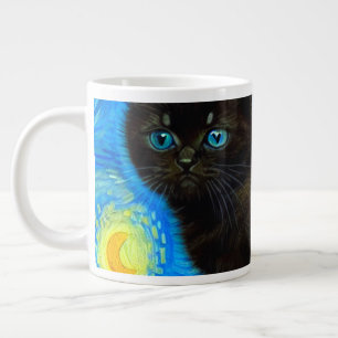 Van Gogh Style Starry Night Cat Giant Coffee Mug