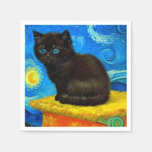 Van Gogh Style Starry Night Cat Napkins