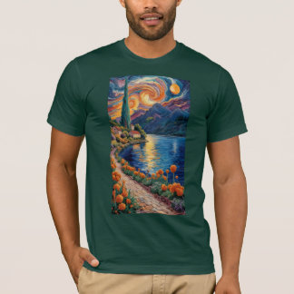 "Van Gogh Style Sunset Landscape Art" T-Shirt