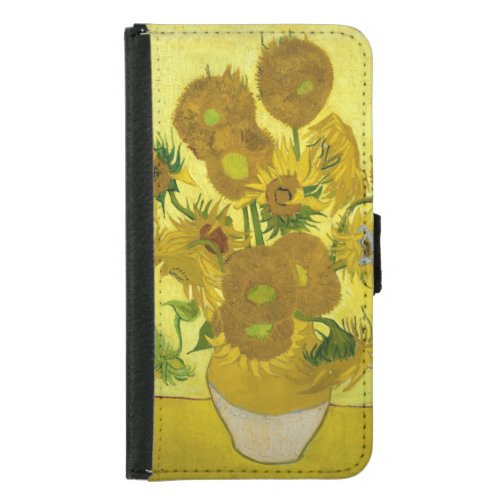 Van Gogh Sunflower Painting Samsung Galaxy S5 Wallet Case