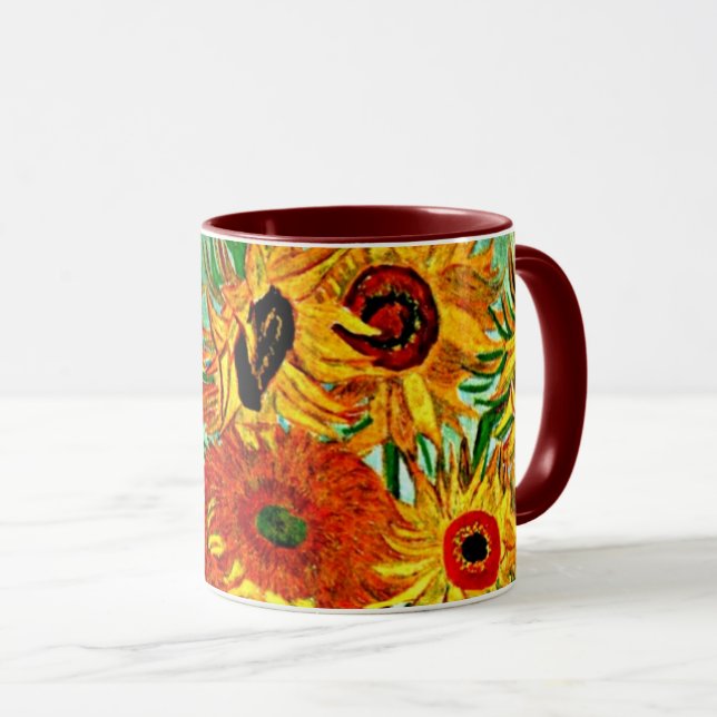 Van Gogh - Sunflowers 12 Two-Tone Coffee Mug (Front Right)