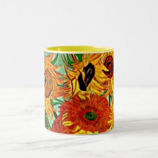 Van Gogh - Sunflowers Two-Tone Coffee Mug. 